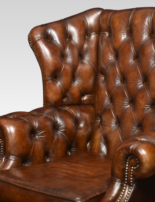 MAHOGANY FRAMED WING ARMCHAIR - ADDITIONAL PHOTO 4