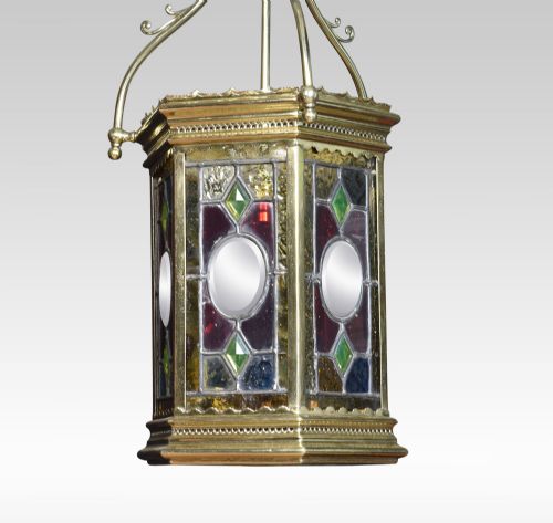 STAINED GLASS HALL LANTERN - ADDITIONAL PHOTO 1