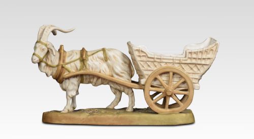 royal dux figure of a ram pulling a cart - CATEGORY: ANTIQUE CERAMICS - DATED 1910