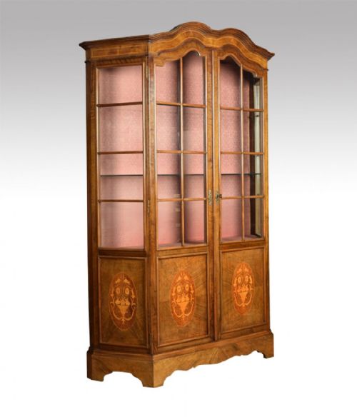 WALNUT INLAID DISPLAY CABINET