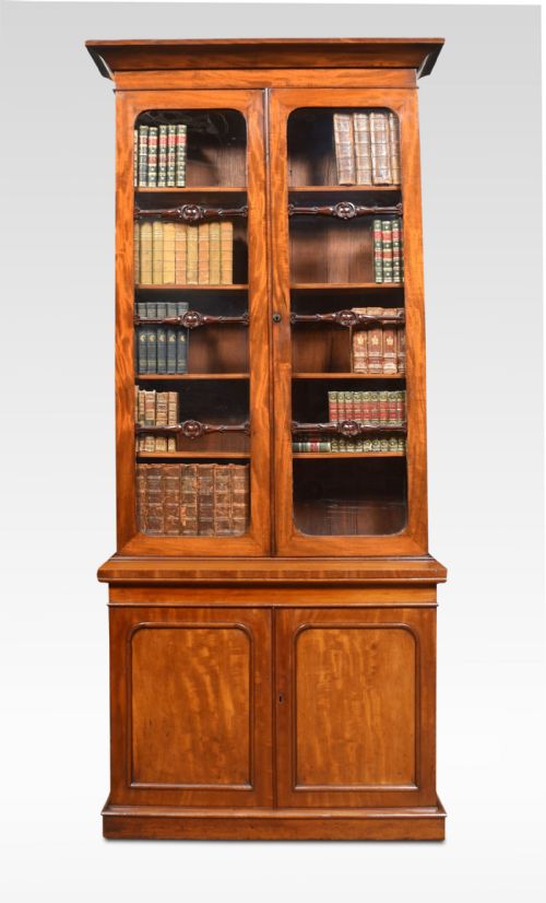 MAHOGANY TWO DOOR NARROW BOOKCASE - ADDITIONAL PHOTO 1