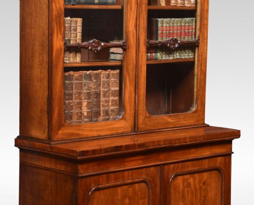 MAHOGANY TWO DOOR NARROW BOOKCASE - ADDITIONAL PHOTO 3