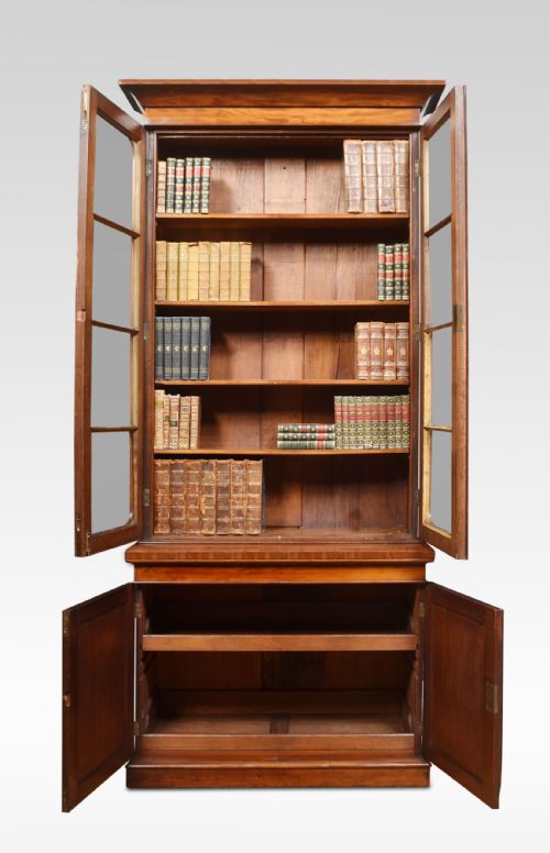 MAHOGANY TWO DOOR NARROW BOOKCASE - ADDITIONAL PHOTO 4