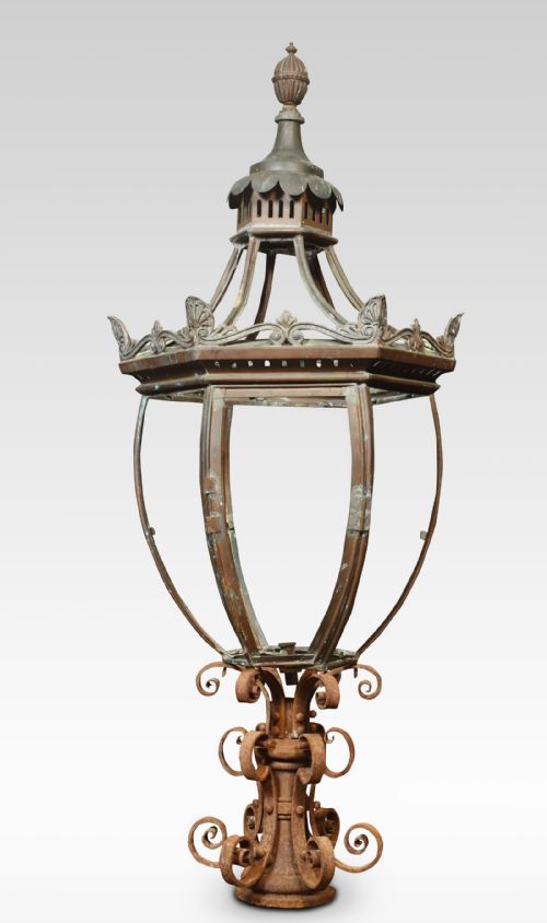 19th century lamp post lantern - CATEGORY: ANTIQUE LIGHTING - DATED 19TH CENTURY