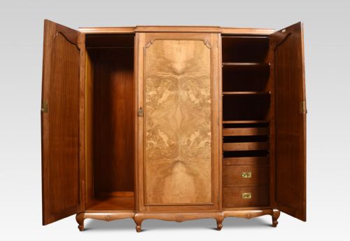 WALNUT THREE DOOR COMPACTUM WARDROBE - ADDITIONAL PHOTO 3