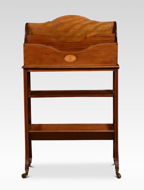 MAHOGANY AND INLAID BOOK AND MAGAZINE STAND - ADDITIONAL PHOTO 2