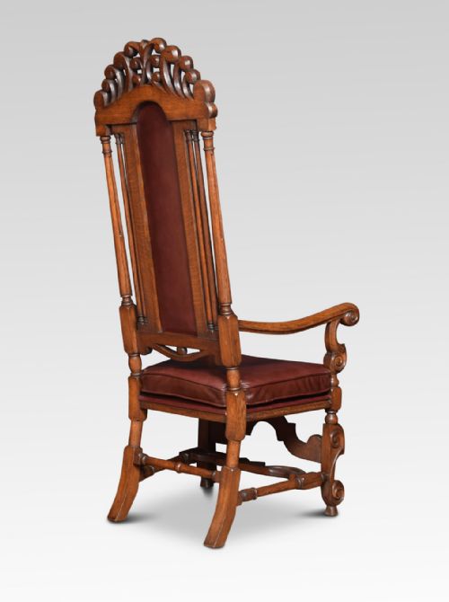 PAIR OF OAK HIGH BACK ARMCHAIRS - ADDITIONAL PHOTO 2