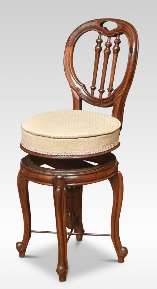 WALNUT REVOLVING DRESSING CHAIR - ADDITIONAL PHOTO 5