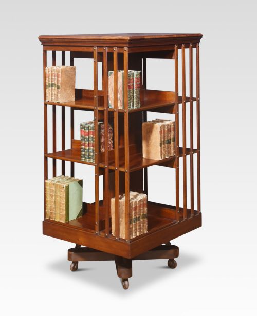 walnut three tier revolving bookcase - CATEGORY: ANTIQUE BOOKCASES - DATED 1900