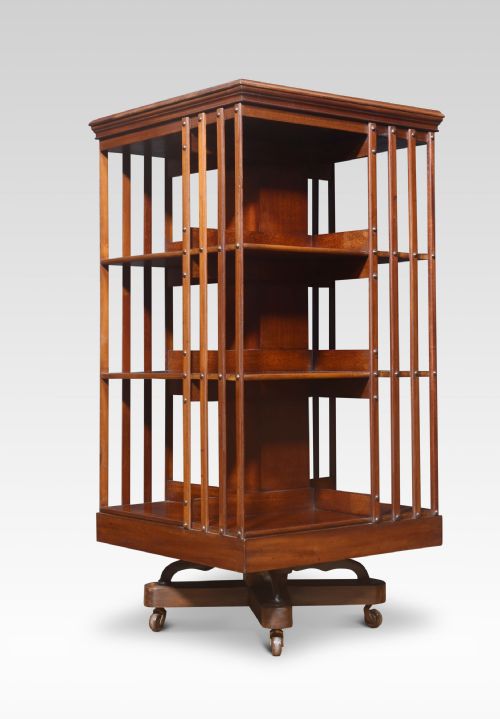 WALNUT THREE TIER REVOLVING BOOKCASE - ADDITIONAL PHOTO 2