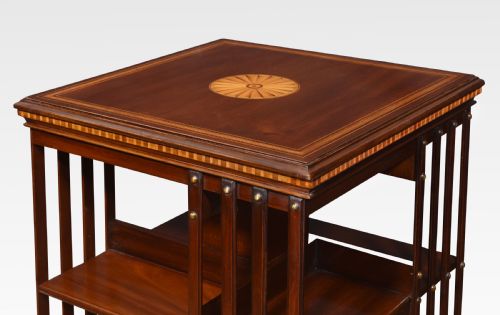PAIR OF MAHOGANY INLAID REVOLVING BOOKCASES BY MAPLE AND CO - ADDITIONAL PHOTO 4