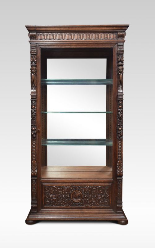CARVED OAK DISPLAY CABINET - ADDITIONAL PHOTO 1