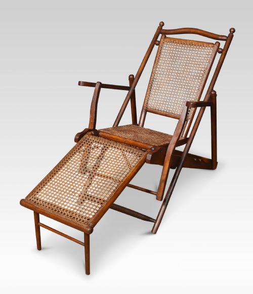 WALNUT FRAMED FOLDING STEAMER DECK CHAIR - ADDITIONAL PHOTO 2