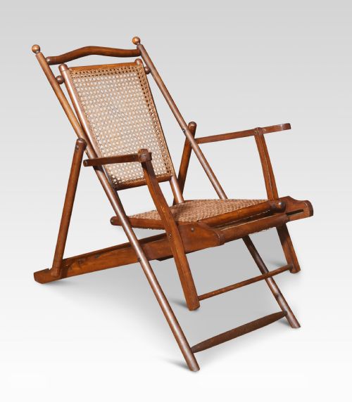 WALNUT FRAMED FOLDING STEAMER DECK CHAIR - ADDITIONAL PHOTO 3