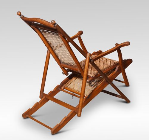WALNUT FRAMED FOLDING STEAMER DECK CHAIR - ADDITIONAL PHOTO 6