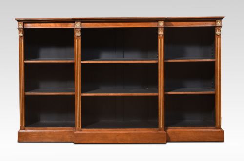 Walnut Breakfront Open Bookcase