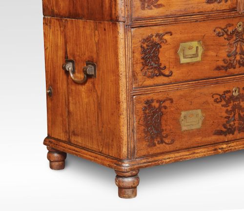 CHINESE CAMPHOR WOOD SECRETAIRE CAMPAIGN CHEST - ADDITIONAL PHOTO 1
