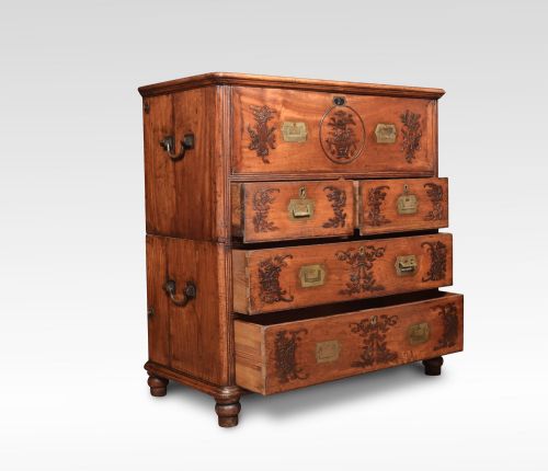 CHINESE CAMPHOR WOOD SECRETAIRE CAMPAIGN CHEST - ADDITIONAL PHOTO 3