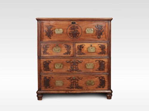 CHINESE CAMPHOR WOOD SECRETAIRE CAMPAIGN CHEST - ADDITIONAL PHOTO 5