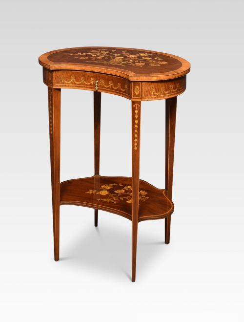 inlaid mahogany kidneyshaped side table - CATEGORY: ANTIQUE FURNITURE - DATED 1900