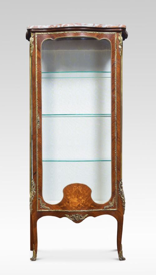 19TH CENTURY KINGWOOD AND MARQUETRY SERPENTINE VITRINE - ADDITIONAL PHOTO 1