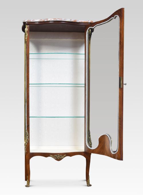 19TH CENTURY KINGWOOD AND MARQUETRY SERPENTINE VITRINE - ADDITIONAL PHOTO 2