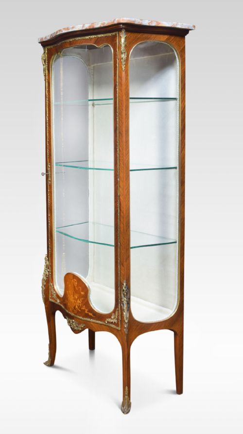 19TH CENTURY KINGWOOD AND MARQUETRY SERPENTINE VITRINE - ADDITIONAL PHOTO 4