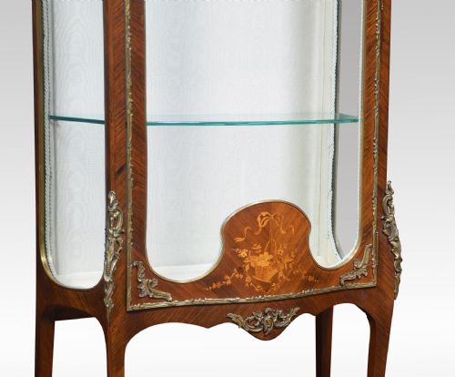 19TH CENTURY KINGWOOD AND MARQUETRY SERPENTINE VITRINE - ADDITIONAL PHOTO 6