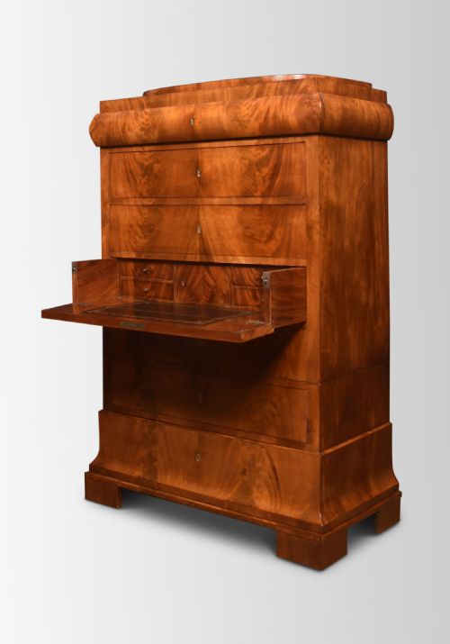 19TH CENTURY MAHOGANY BIEDERMEIER SECRETAIRE CHEST OF DRAWERS - ADDITIONAL PHOTO 7