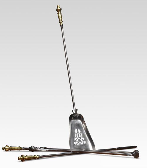 POLISHED STEEL AND BRASS FIRE TOOLS - ADDITIONAL PHOTO 4