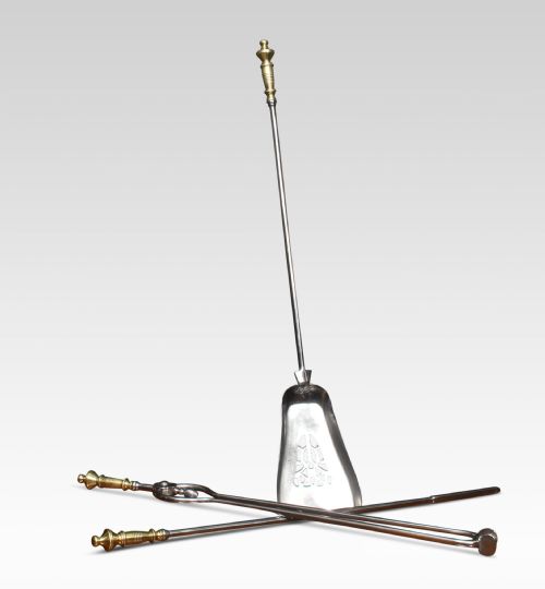 POLISHED STEEL AND BRASS FIRE TOOLS - ADDITIONAL PHOTO 5