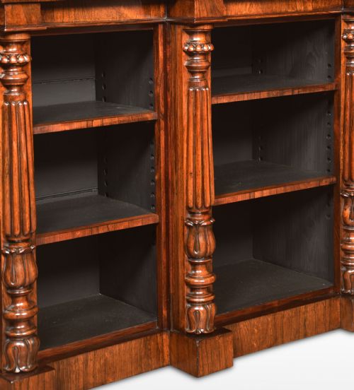 ROSEWOOD BREAKFRONT OPEN BOOKCASE - ADDITIONAL PHOTO 1