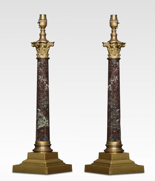 pair of corinthian column table lamps - CATEGORY: ANTIQUE LIGHTING - DATED 1920