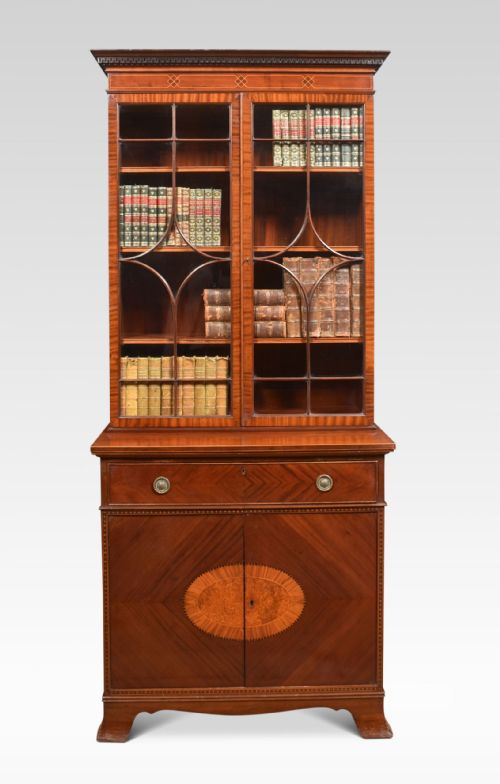 MAHOGANY INLAID GENTLEMENS BOOKCASE - ADDITIONAL PHOTO 2