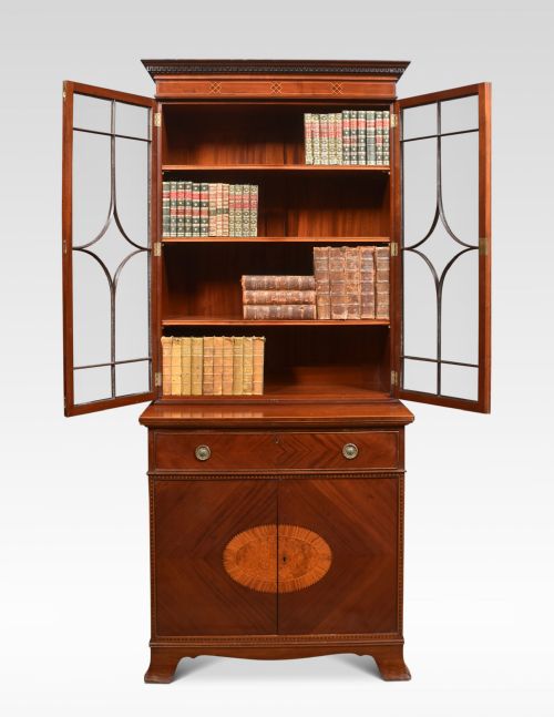MAHOGANY INLAID GENTLEMENS BOOKCASE - ADDITIONAL PHOTO 3