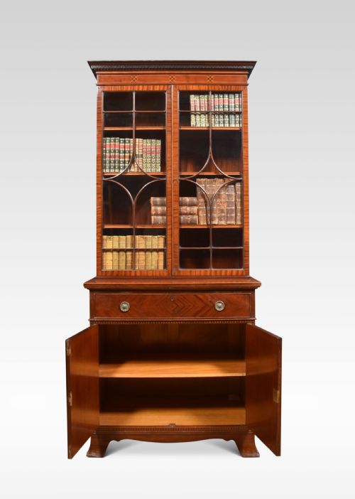 MAHOGANY INLAID GENTLEMENS BOOKCASE - ADDITIONAL PHOTO 5
