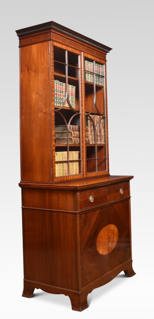 MAHOGANY INLAID GENTLEMENS BOOKCASE - ADDITIONAL PHOTO 6