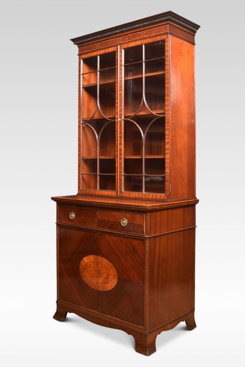 MAHOGANY INLAID GENTLEMENS BOOKCASE - ADDITIONAL PHOTO 8