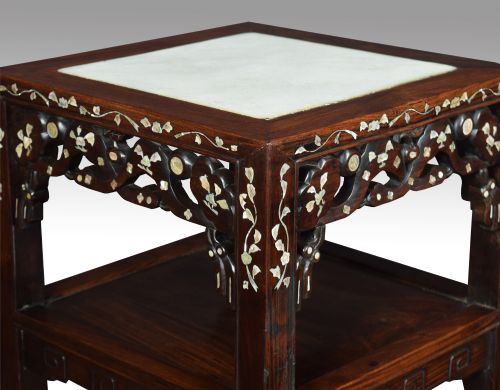 PAIR OF CHINESE INLAID URN STANDS - ADDITIONAL PHOTO 3