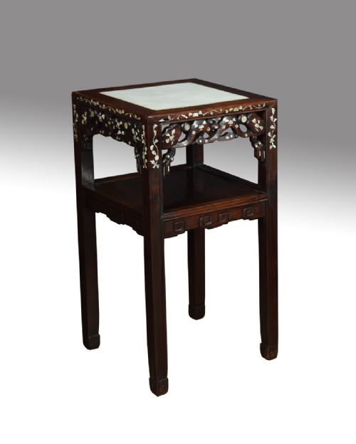PAIR OF CHINESE INLAID URN STANDS - ADDITIONAL PHOTO 4