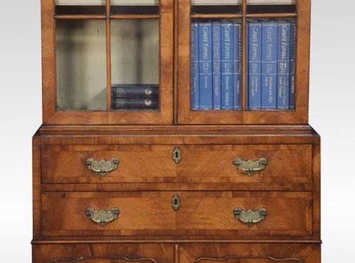 WALNUT NARROW TWO DOOR BOOKCASE - ADDITIONAL PHOTO 5