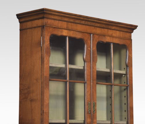WALNUT NARROW TWO DOOR BOOKCASE - ADDITIONAL PHOTO 7