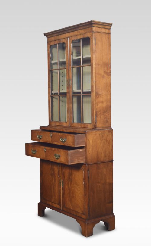 WALNUT NARROW TWO DOOR BOOKCASE - ADDITIONAL PHOTO 8