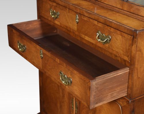 WALNUT NARROW TWO DOOR BOOKCASE - ADDITIONAL PHOTO 9