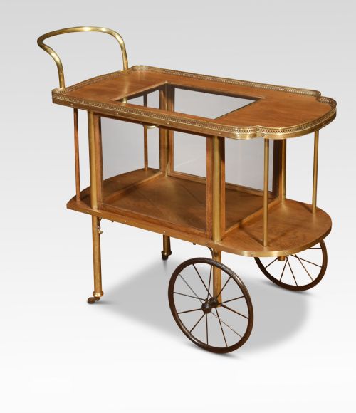 brass and oak drinks trolly - CATEGORY: ANTIQUE CABINETS - DATED 1920