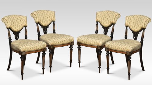 set of four ebony and amboyna side chairs - CATEGORY: ANTIQUE CHAIRS - DATED 19TH CENTURY