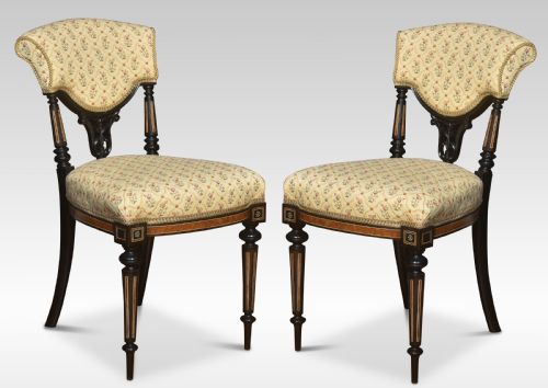 SET OF FOUR EBONY AND AMBOYNA SIDE CHAIRS - ADDITIONAL PHOTO 1