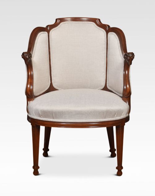 PAIR OF WALNUT FRAMED TUB ARMCHAIRS - ADDITIONAL PHOTO 3