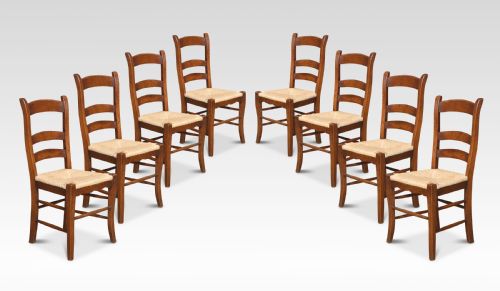 set of eight oak ladder back dining chairs - CATEGORY: ANTIQUE CHAIRS - DATED 1910