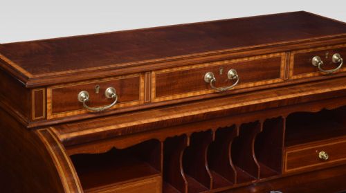 MAHOGANY INLAID CYLINDER DESK - ADDITIONAL PHOTO 2